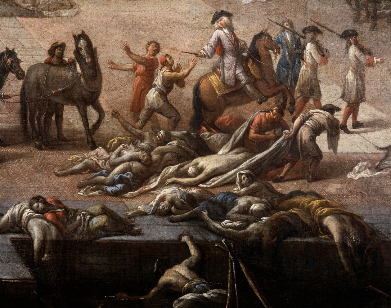 Veduta del Cours Belsunce, Marsiglia, durante la peste del 1720 - Musee des Beaux, Arts, Marseille, dettaglio 3